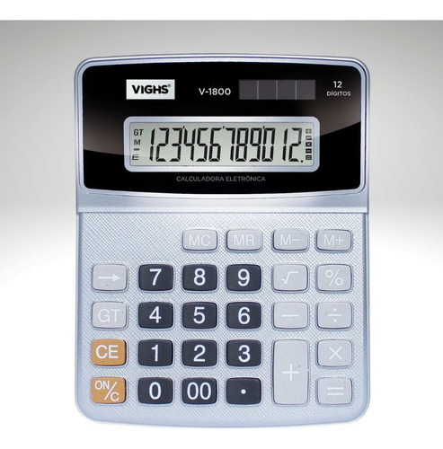 Calculadora De Mesa Pequena 12 Dígitos V1800 Cor Prata