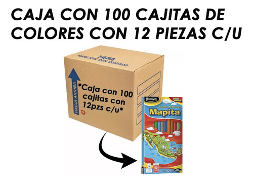 Mayoreo 100 Cajas D Colores Mapita Largos C 12 C/u Papeleria