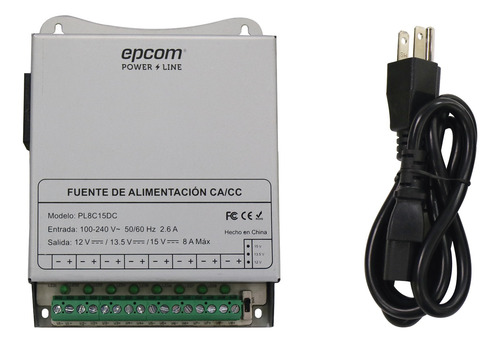 Fuente De Poder Metálica P 8cámaras 12 O 13.5 O 15 Vcc 8amp