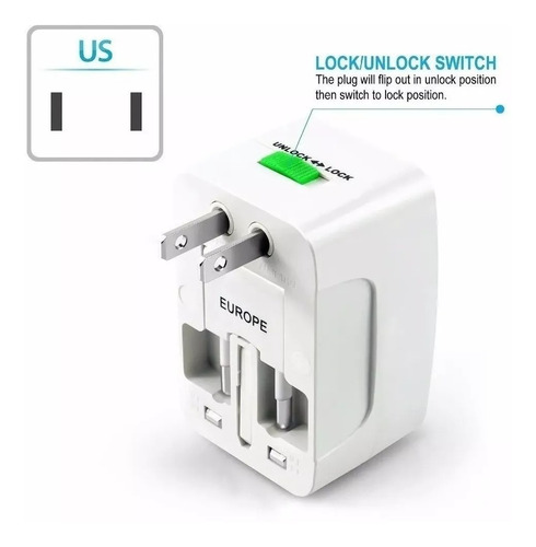 Imagen 3 de 10 de Adaptador Universal Viajero Internacional Enchufe 110v 220v