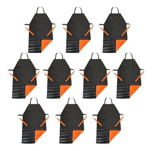 Kit 10 Avental Trevira Pvc Kp1000 Laranja E Preto 1,10x0,65 Cor Laranja/preto Desenho Do Tecido Liso