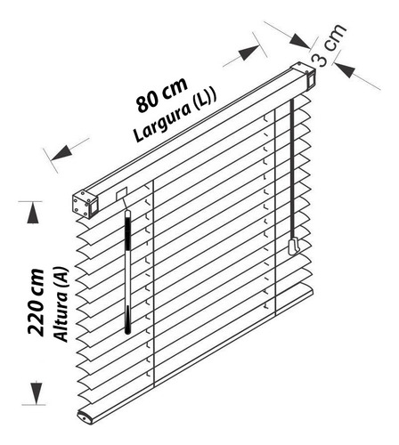 Persiana Horizontal Pvc Block 25mm Cinza 80 (l) X 220 (a) Cm Lâminas Flexíveis Com Alta Cobertura