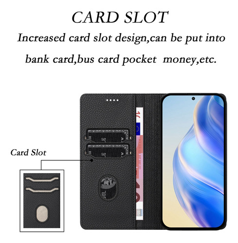 Funda Tipo Cartera De La Serie Sharp Con Tarjetero Con Bloqueo Rfid, Funda De Piel Con Tapa Para Teléfono, Negra