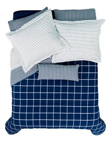 Colcha Queen Size/matrimonial Xl Chicago Color Azul