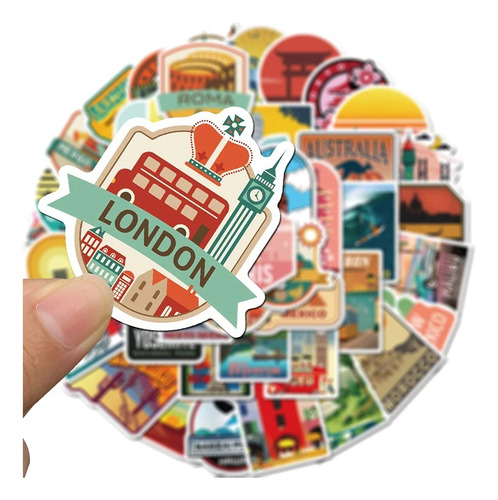 Pack De 30 Stickers Ciudades Del Mundo Scrapbook Collage