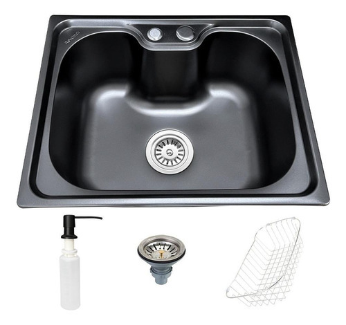 Cuba Cozinha Gourmet Pia Inox Preta Acessórios 50 Cm Revomax