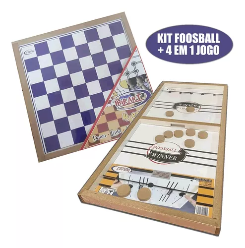 Kit Jogo De Tabuleiro 4 Em 1 + Foosball Dama Xadrez Ibirart