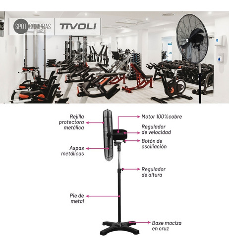 Ventilador De Pie Tipo Industrial 30 Tivoli Vip-30n 230watts