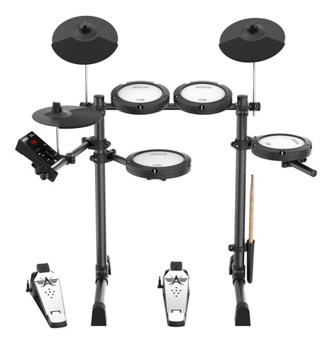 Bateria eletrônica portátil Aroma TDX-18 de 10 corpos elétrica - Preto