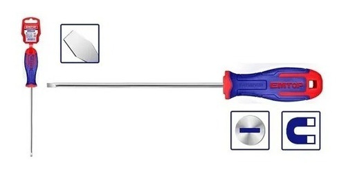 Destornillador Plano Magnético Pl8x200mm Emtop Industrial