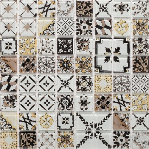 Malla/mosaico De Vidrio- Lisboa Beige 28x28cm/ Revestimiento