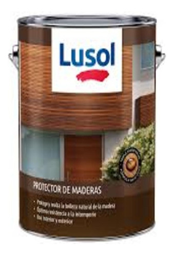 Lusol Protector De Madera 1lt + 1 Pincel De Color Nogal