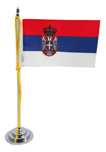 Mini Bandeira De Mesa Da Sérvia 15 Cm Poliéster