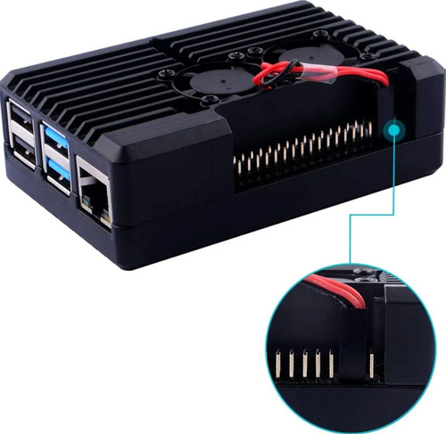 Case Raspberry Pi 4 Aluminio Y Ventilador
