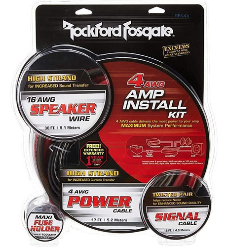 Rockford Rfk4x 4 Awg Kit Completo De Instalación De Amplif.