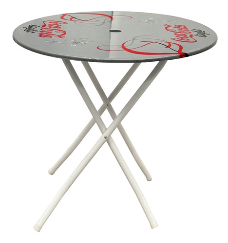 Mesa Redonda Fibra De Vidrio 80cm Cocacola Light Gris Gris