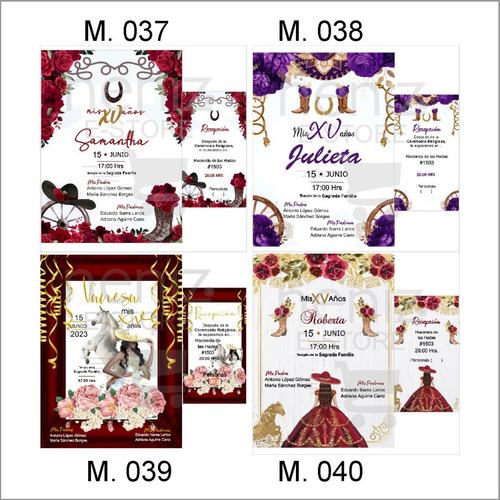5 Invitaciones Vaqueras2 +pases+sobres Celofán+sellos