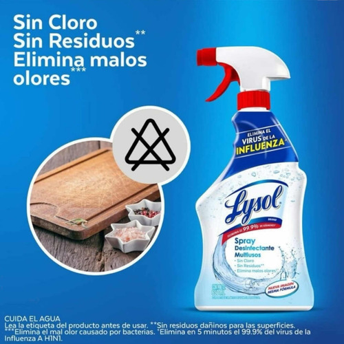 Lysol Spray Desinfectante Multiusos Elimina Bacterias 650ml