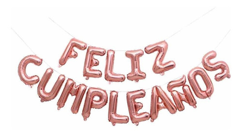 Globos Metalizados Feliz Cumpleaños Rosa Gold / Silver Deco