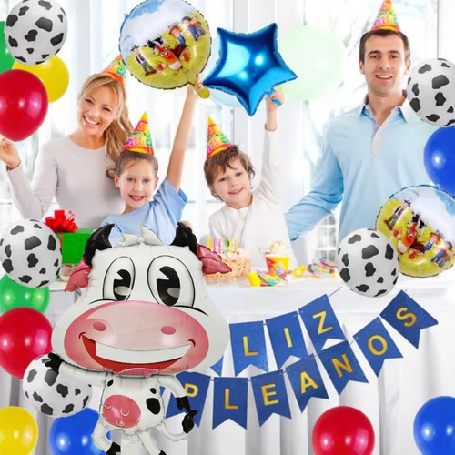 Punimo - Set De Globos Para Fiesta De Cumpleaños Temático La Granja Zenón Bartolito Con Animales, Decoración Infantil Y Números (49 Piezas)
