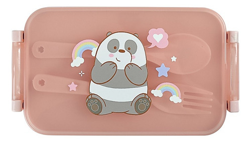 Miniso Contenedor De Alimentos We Bare Bears Panda Plástico Color Rojo