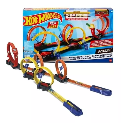 Kit Hot Wheels Com Pista Competiçao De Batidas + Carrinhos Mattel