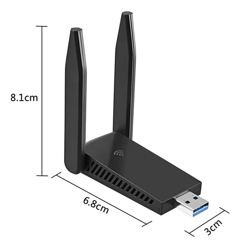 Imagen 3 de 9 de Antena Adaptador Wifi Usb 3 Dual Band 2.4 Y 5 Ghz 1300mbs