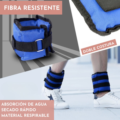 Imagen 3 de 10 de Pesas Tobilleras Muñecas Brazo Pierna 2 Kg Total 1 Kg C/u