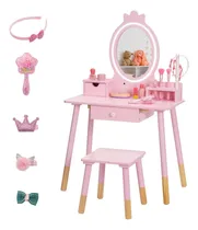Comprar Tocador De Juguete Niñas Con Espejo Mesa Con Accesorios Rosa