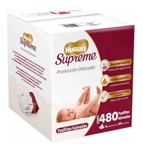 Toallas Humedas Huggies Supreme 480 6 Pack De 80 Toallas C/u