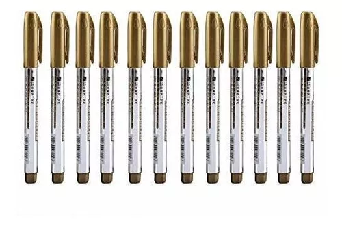 Fdit 12Pcs Acrylic Paint Set Detailed Waterproof Metallic Color Craftwork  Paint Pen Gold and Silver Paint Marker for Tire Metal Surface CD