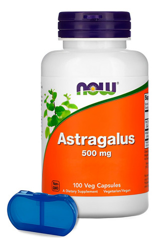 Astragalus Raiz 500mg Now Foods 100 Veg Cápsulas+ Porta Cáps Sabor Sem sabor