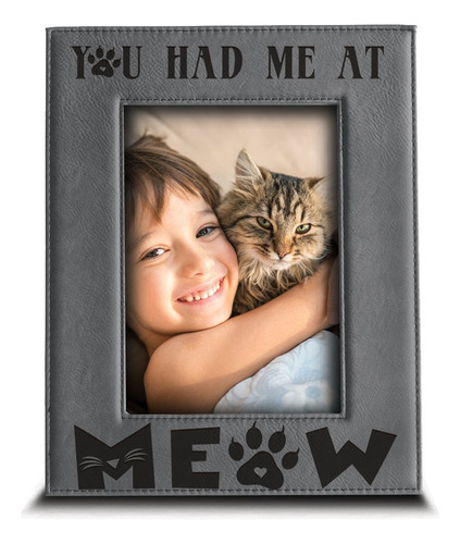 Had Me At Meow- Marco Para Gato Mascota Foto Cuero 4 X 6
