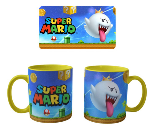 Mug De La King Boo Fantasma Mario Bros Personalizado Colores