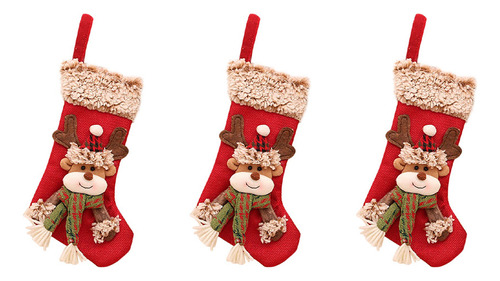 3 Calcetines Navideños Con Forma De Calcetín De Papá Noel, B