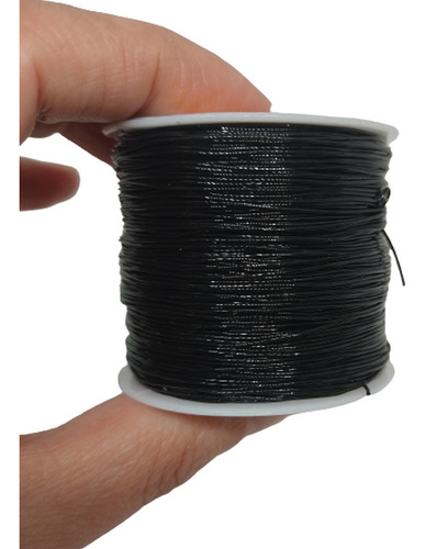 Fio De Silicone Elástico P/ Pulseiras 0.5mm Preto 100 Metros
