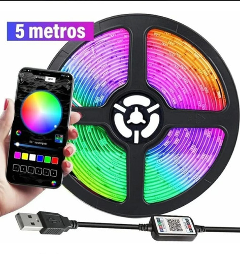 Cinta Led Rgb 5 Metros 5v Bluetooth 5050