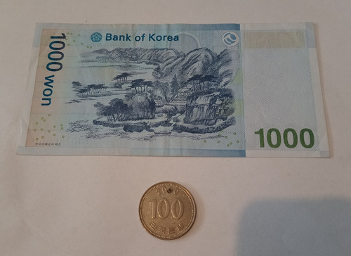 Set Billete Y Moneda De Corea Del Sur (Usado)