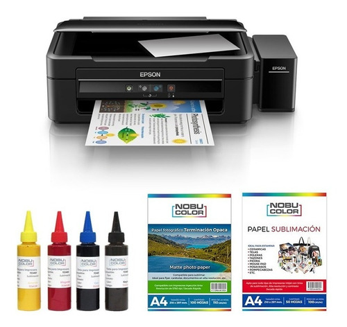 Impresora Epson L380 + Papel Matte Tintas Sublimación 70 Ml.