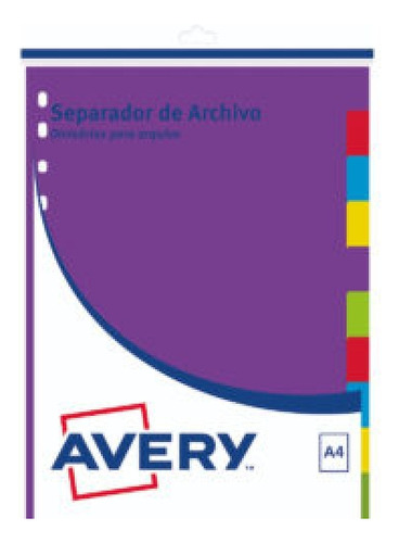 Separador A4 Avery Multicolor 10 Divisiones Personalizables Color Mix Avery 85630