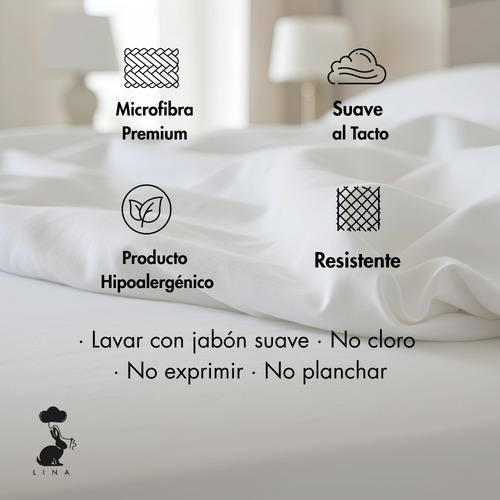 Juego De Sábanas Individuales Tacto Suave Microfibra Premium Blanco Liso