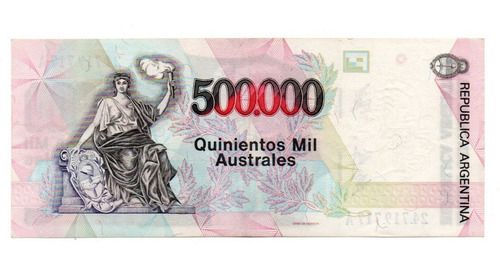 Billete Argentina 500000 Australes Bottero 2899 Serie A Ex (Usado)