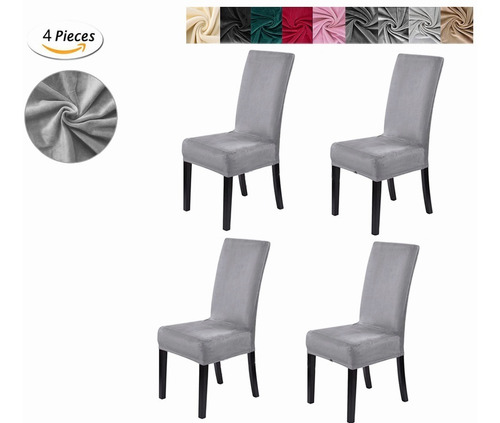 Funda De Asiento De Terciopelo Elástico Extraíble 4pcs