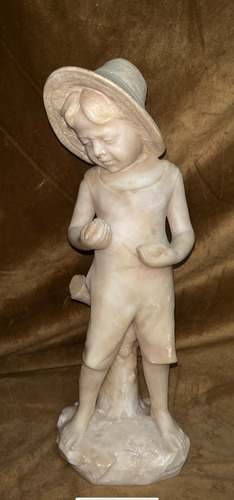 Escultura Mármol Estatua Figura D Niña 34cm. Tallado Antiguó (Usado)