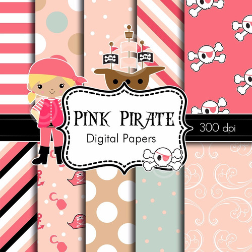 Kit Imprimible Pack Fondos Piratas Clipart Cod 7