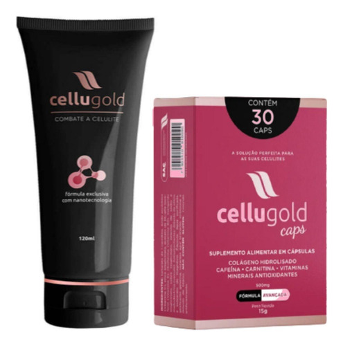 Kit Creme Pele Contra Celulite Estrias + Capsulas Cellugold
