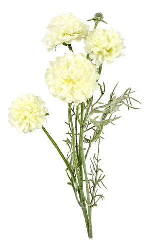 Zinia Branca Buquê 48x12cm Com 4 Flores Planta Artificial
