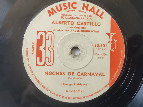 Vinilo Single De Alberto Castillo Cada Día Canta (z128