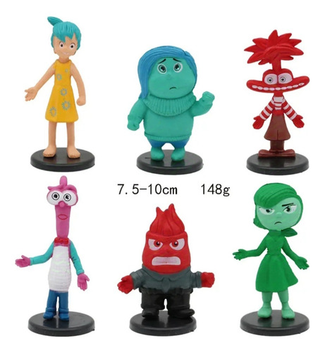 Set De 6 Pzas Muñecos Intensamente, Alegría, Tristeza Bandai