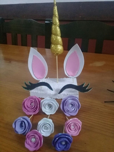Centro Para Torta Con La Temática De Unicornio Y Gata